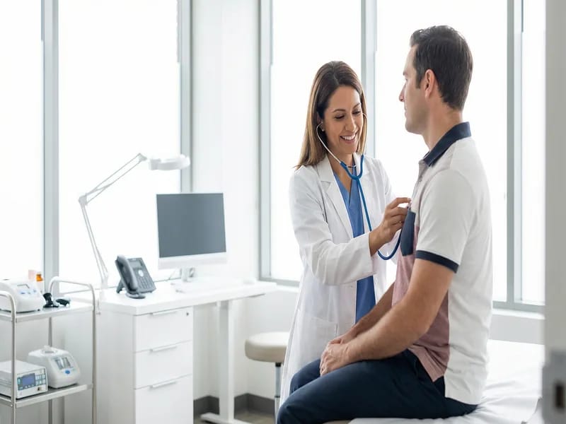 Family medicine physician conducting health checkup